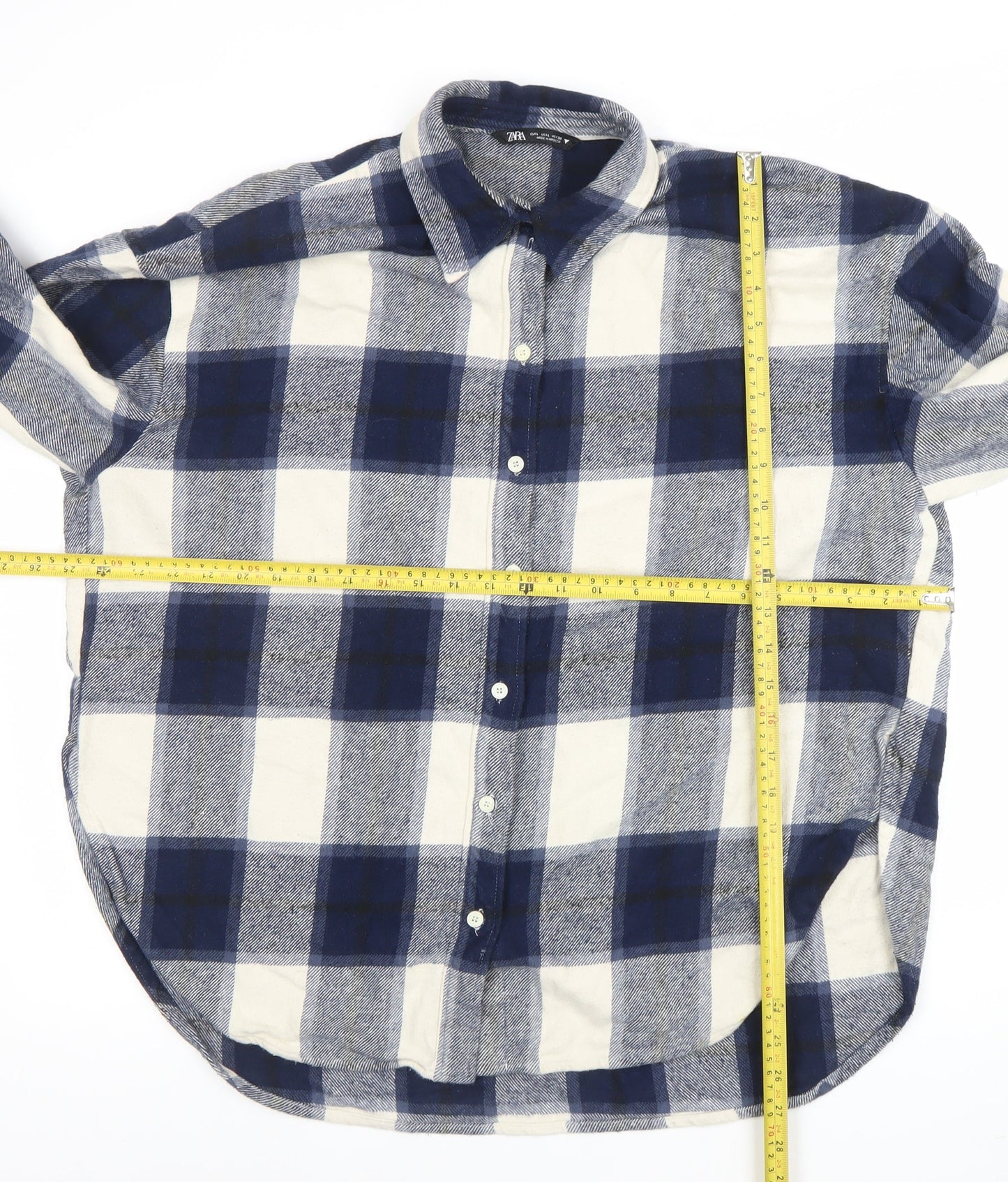Womens UK Size 12 Zara Blue Basic Button-Up