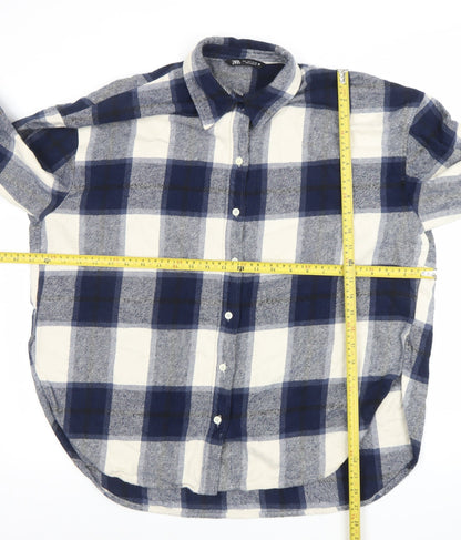 Womens UK Size 12 Zara Blue Basic Button-Up