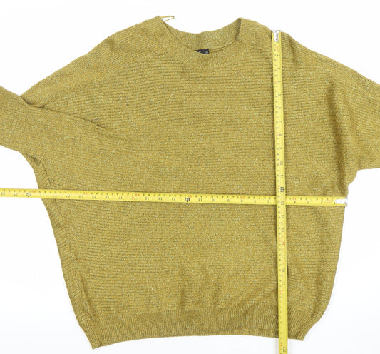 Womens UK Size M F&F Gold Pullover Jumper