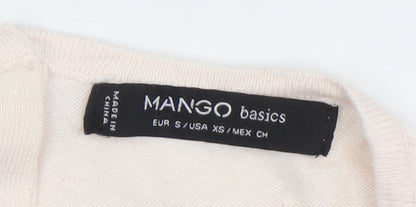 Womens UK Size S Mango Beige Basic Blouse