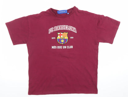Boys UK Size 12-13 Years FC Barcelona Red Basic Jersey T-Shirt