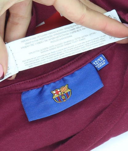 Boys UK Size 12-13 Years FC Barcelona Red Basic Jersey T-Shirt