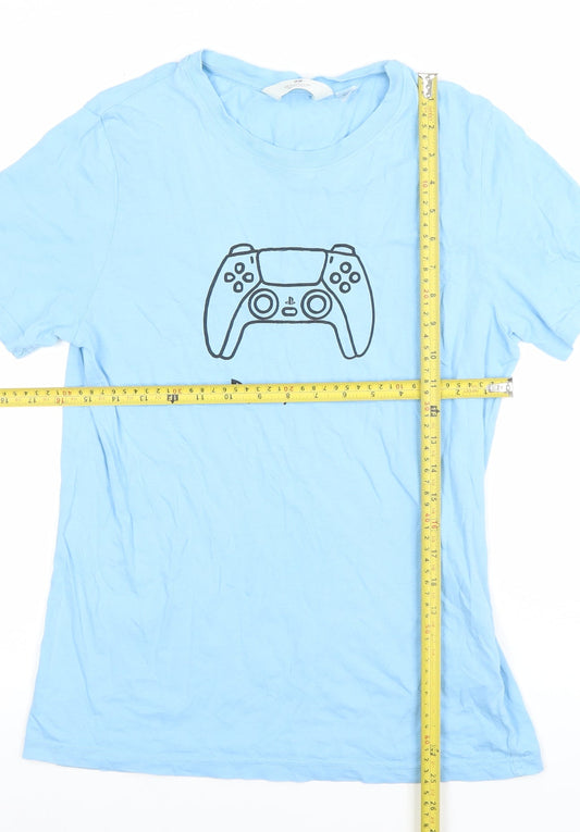 Boys UK Size 14 Years H&M Blue Basic T-Shirt