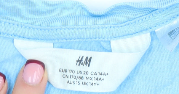 Boys UK Size 14 Years H&M Blue Basic T-Shirt