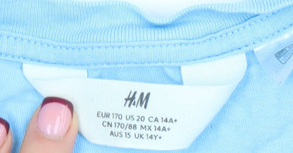 Boys UK Size 14 Years H&M Blue Basic T-Shirt