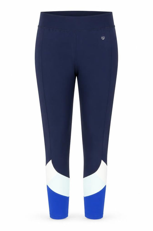 Front view of Dunnes Women Blue Colourblock Performance Leggings L