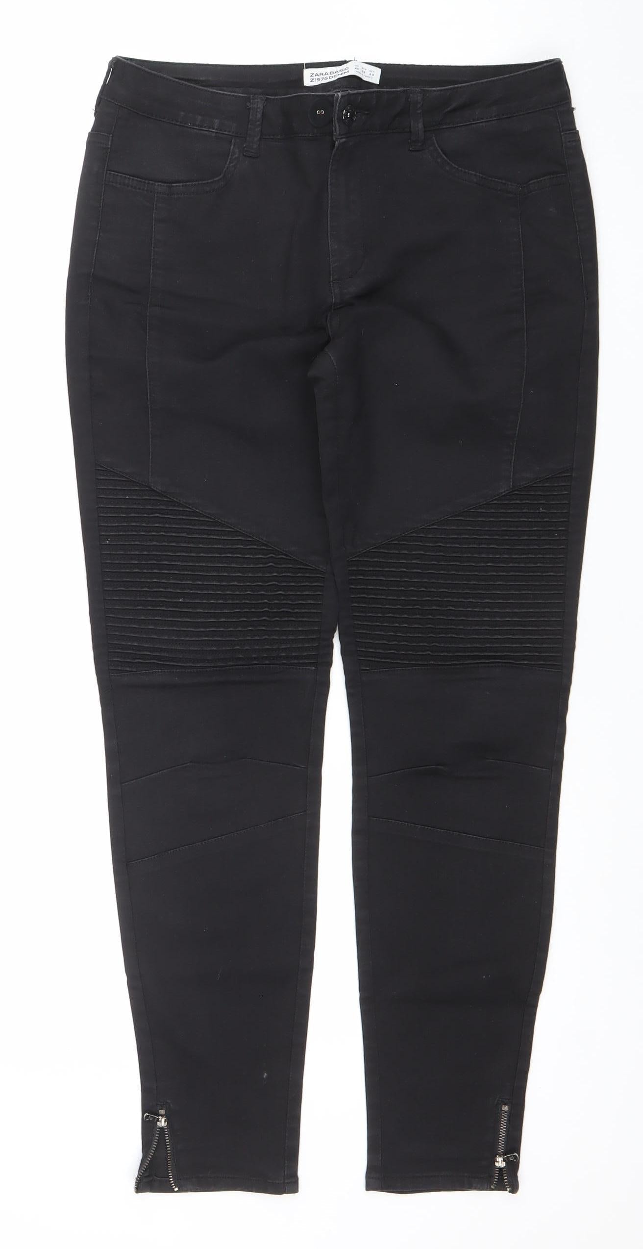 Womens UK Size 10 Zara Basic Slim Fit Skinny Black Jeans