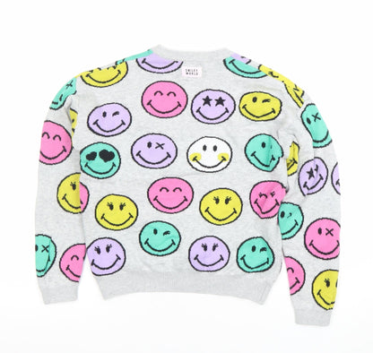 Next Girls Grey SmileyWorld Christmas Pullover Jumper 8 Years