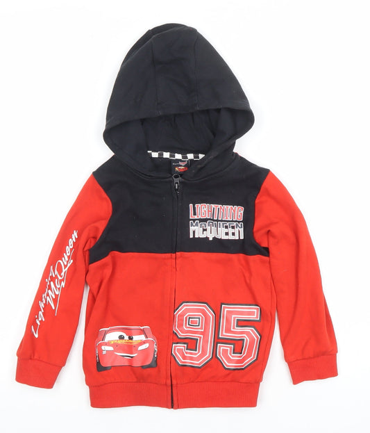 Boys UK Size 4-5 Years Disney Red Full Zip Hoodie