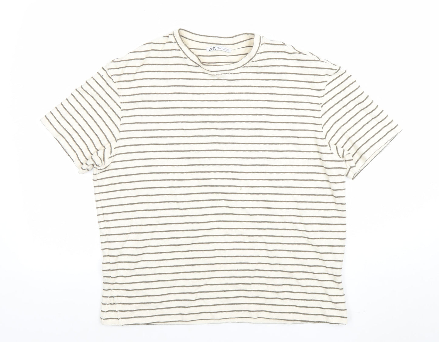 Womens UK Size S Zara Ivory Basic T-Shirt