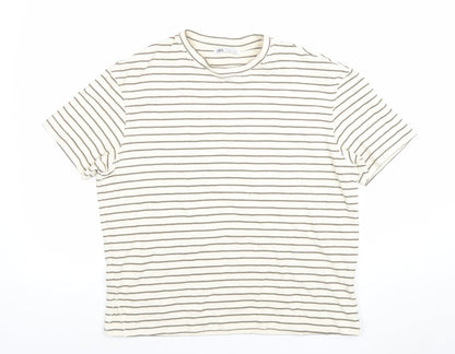 Womens UK Size S Zara Ivory Basic T-Shirt