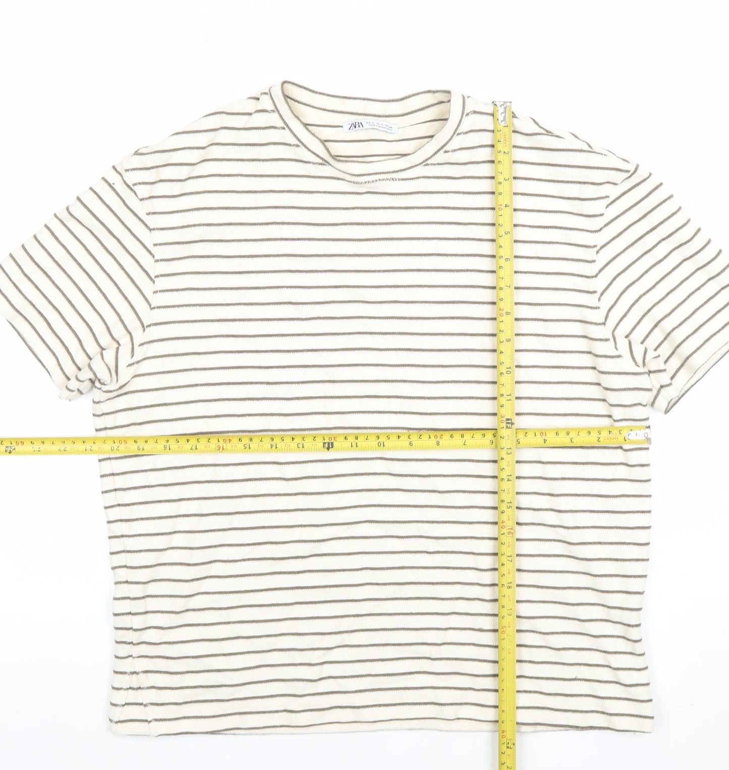Womens UK Size S Zara Ivory Basic T-Shirt