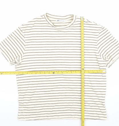 Womens UK Size S Zara Ivory Basic T-Shirt