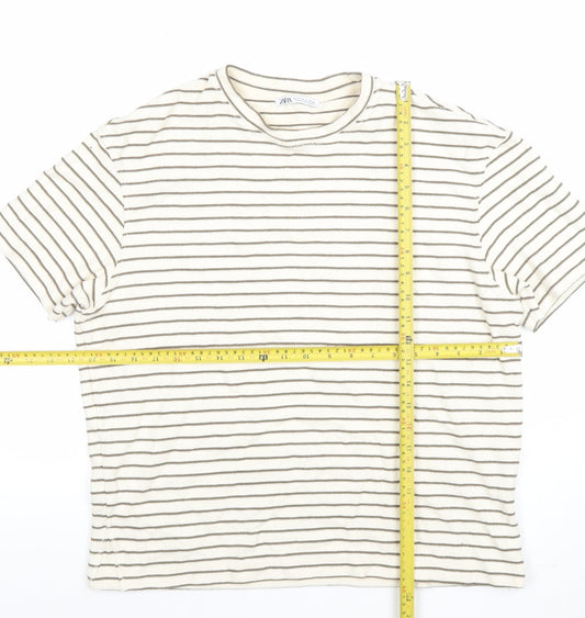 Womens UK Size S Zara Ivory Basic T-Shirt