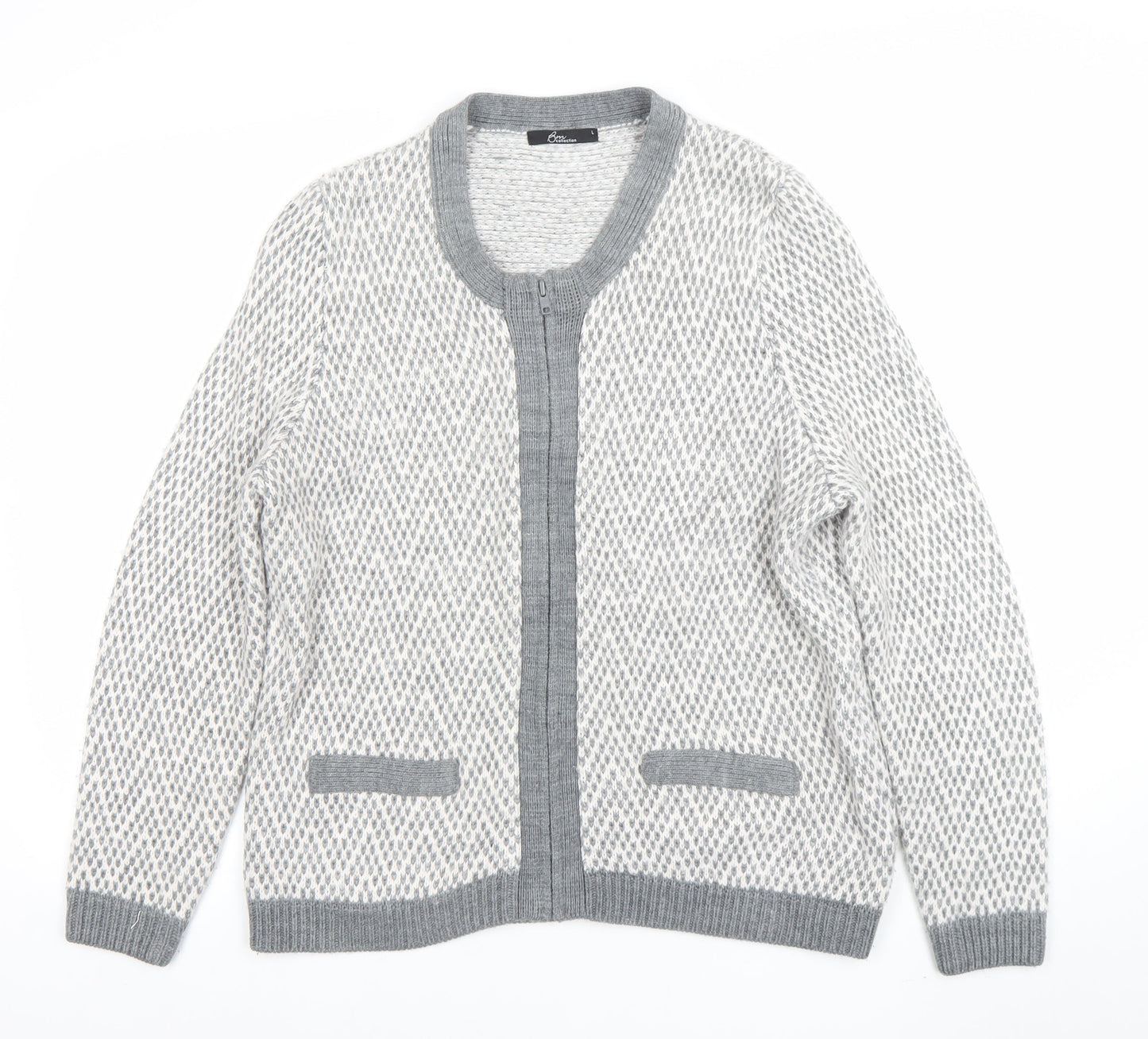 Womens UK Size L BN Collection Grey Cardigan Jumper