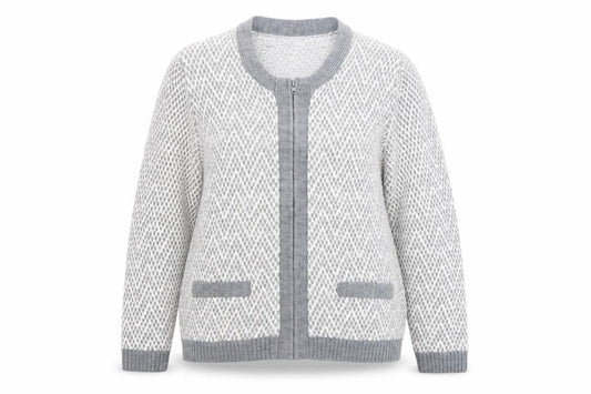 Bonmarché BN Collection Women's Grey Wool Zip Cardigan L