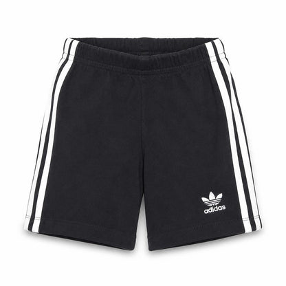 Front view of Adidas boys’ black 2-3 years athletic shorts with elastic waist