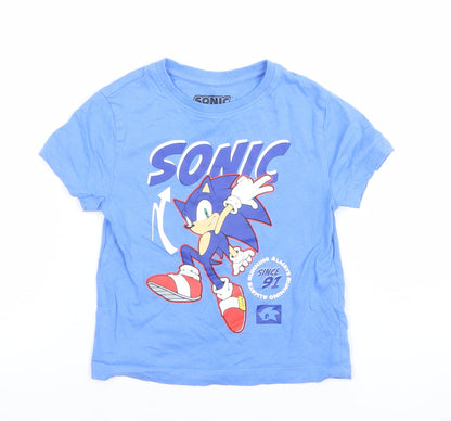 Boys UK Size 2-3 Years Sonic the Hedgehog Blue Basic T-Shirt