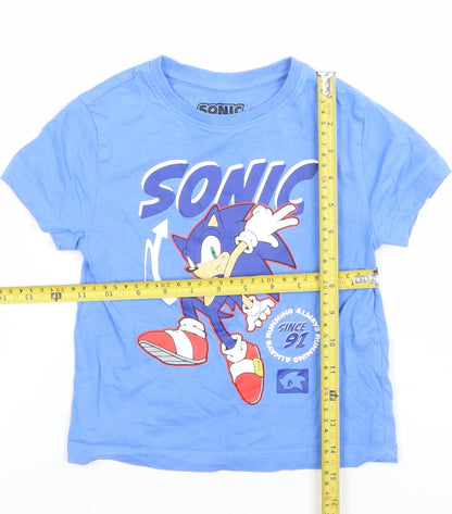 Boys UK Size 2-3 Years Sonic the Hedgehog Blue Basic T-Shirt