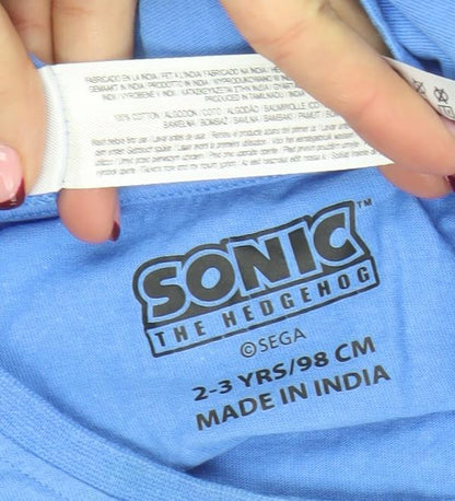 Boys UK Size 2-3 Years Sonic the Hedgehog Blue Basic T-Shirt