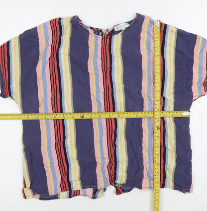 Womens UK Size 12 Warehouse Multicoloured Cropped Button-Up