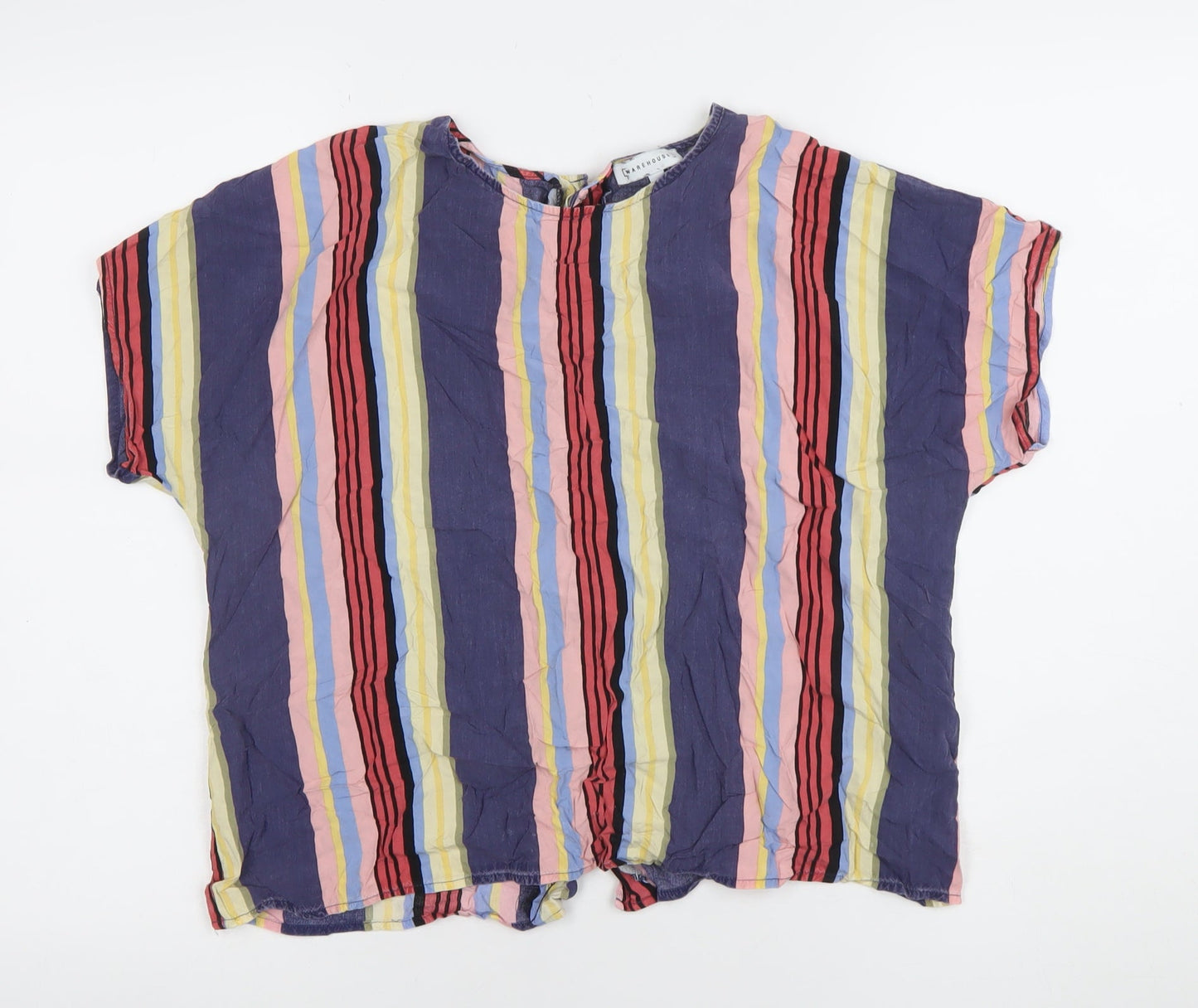 Womens UK Size 12 Warehouse Multicoloured Cropped Button-Up