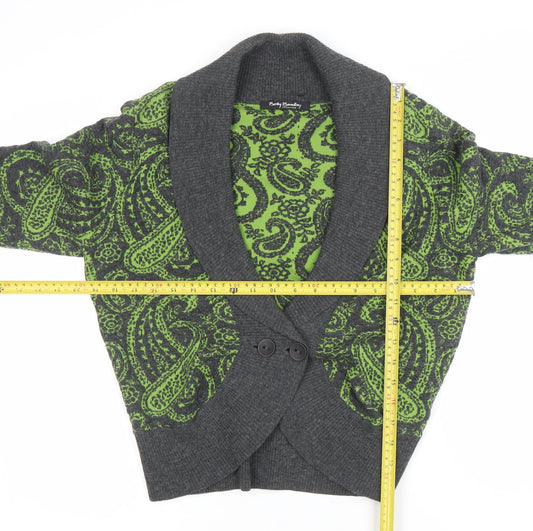 Really Barelays Womens Grey Wool Blend Paisley Cardigan Size 14