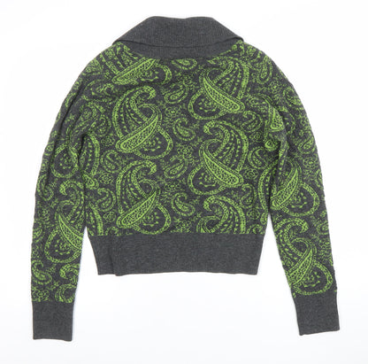 Really Barelays Womens Grey Wool Blend Paisley Cardigan Size 14