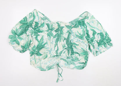 Womens UK Size 18 H&M Green Cropped Blouse