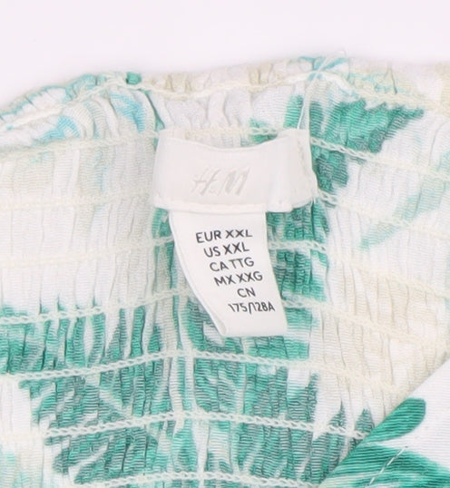 Womens UK Size 18 H&M Green Cropped Blouse