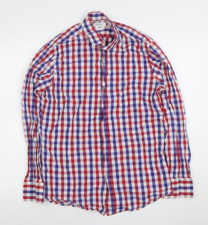 Gianni Feraud Men's Multicoloured Check Cotton Long Sleeve Shirt Size 16