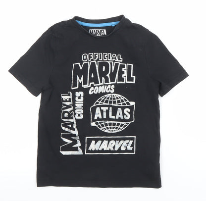 Boys UK Size 5-6 Years Marvel Black Basic T-Shirt