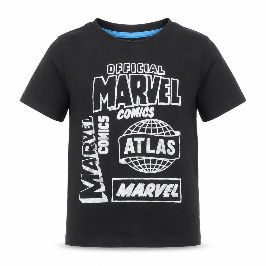 Boys UK Size 5-6 Years Marvel Black Basic T-Shirt