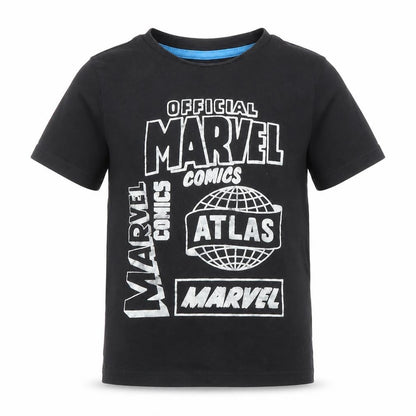 Boys UK Size 5-6 Years Marvel Black Basic T-Shirt