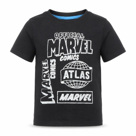 Boys UK Size 5-6 Years Marvel Black Basic T-Shirt