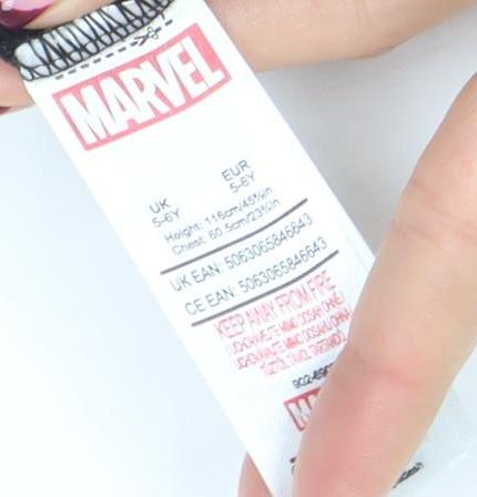 Boys UK Size 5-6 Years Marvel Black Basic T-Shirt