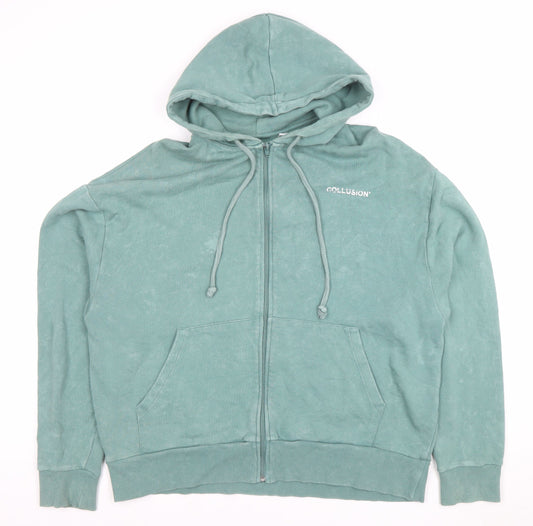 Mens UK Size S COLLUSION Green Full Zip Hoodie