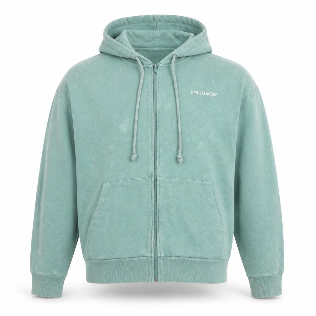 Mens UK Size S COLLUSION Green Full Zip Hoodie
