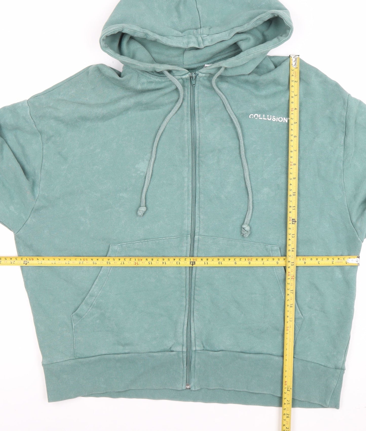 Mens UK Size S COLLUSION Green Full Zip Hoodie