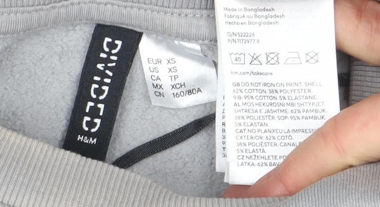 Womens UK Size XS H&M Grey Pullover Sweatshirt
