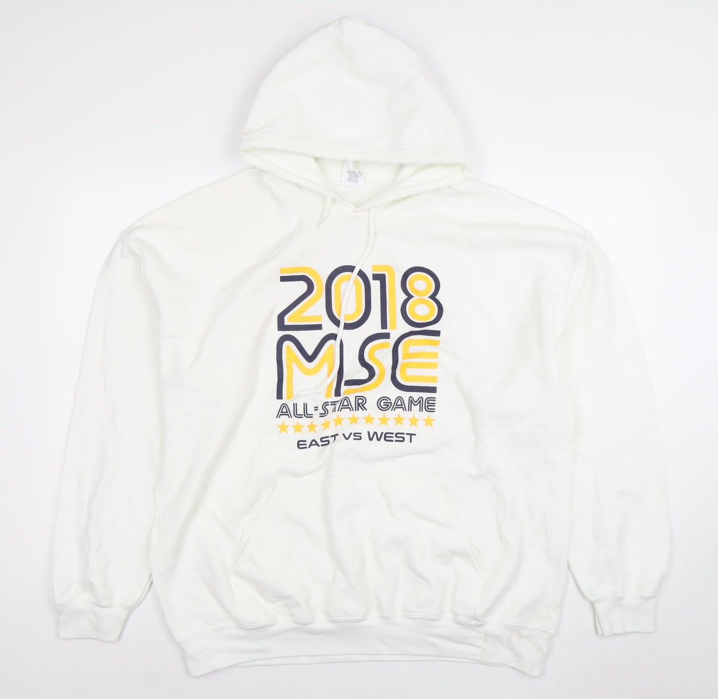 Mens UK Size XL Gildan White Pullover Hoodie