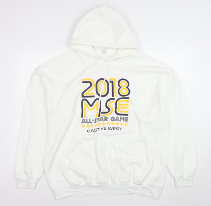 Mens UK Size XL Gildan White Pullover Hoodie