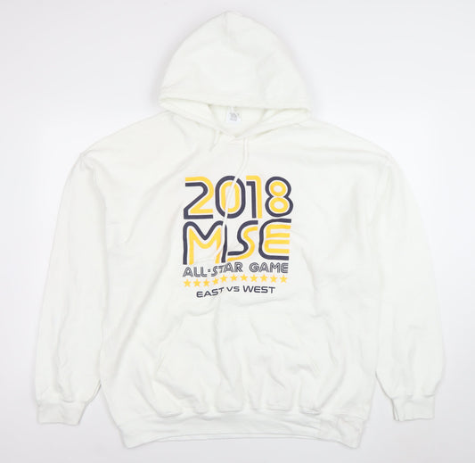 Mens UK Size XL Gildan White Pullover Hoodie