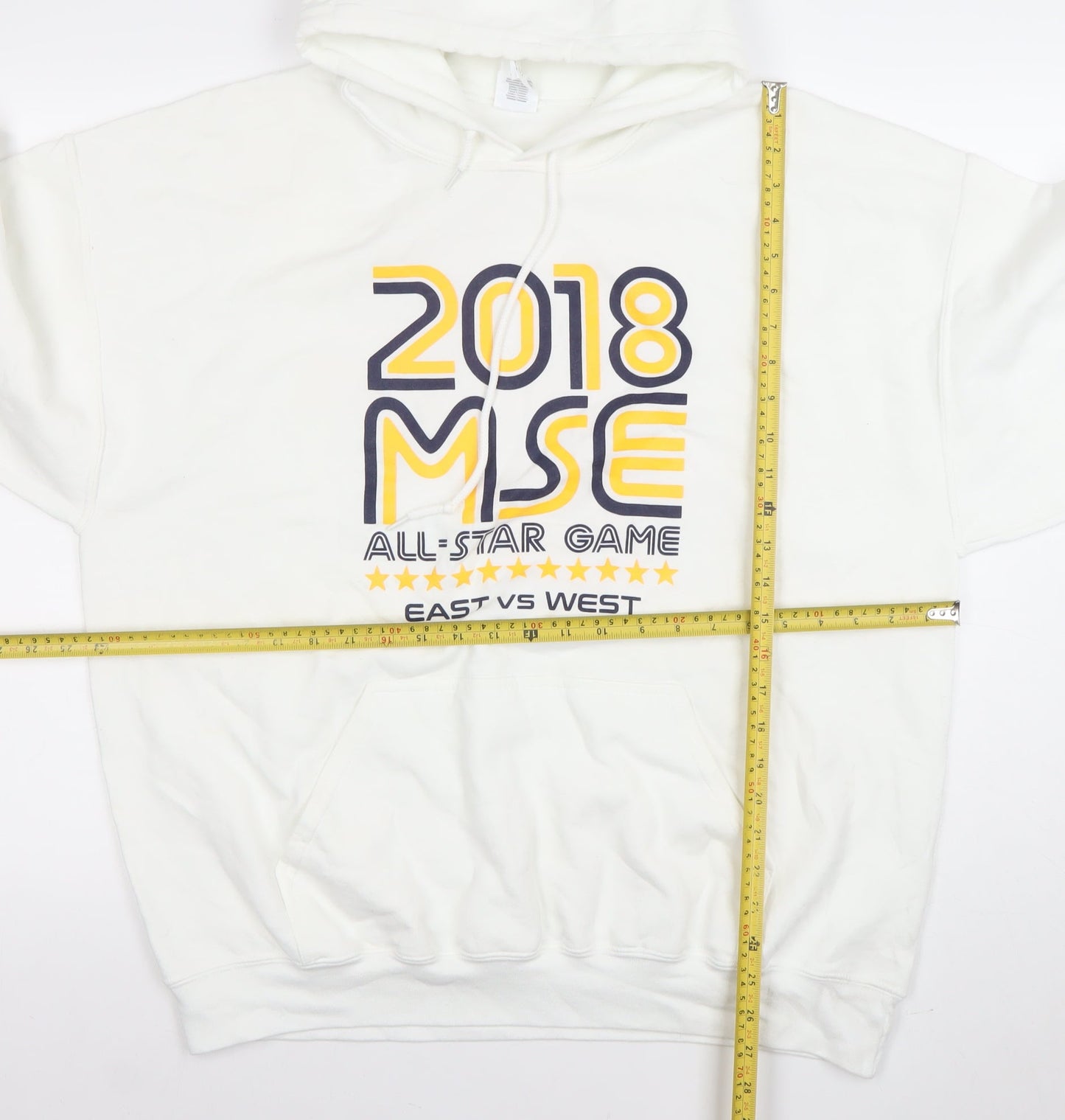Mens UK Size XL Gildan White Pullover Hoodie