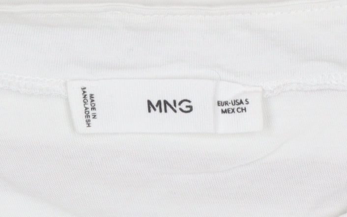 Womens UK Size S MNG Beige Basic T-Shirt