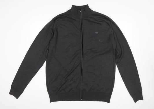 Mens UK Size 2XL D555 Black Full Zip Jumper