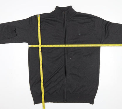 Mens UK Size 2XL D555 Black Full Zip Jumper