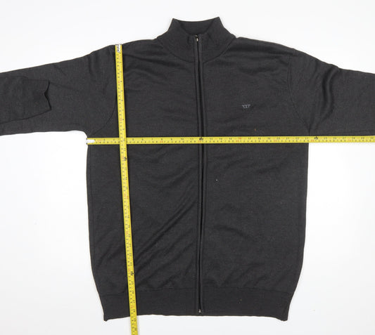 Mens UK Size 2XL D555 Black Full Zip Jumper