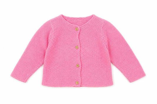 H&M Pink Cotton Knit Cardigan 9-12 Months Unisex Baby Long Sleeve Jumper