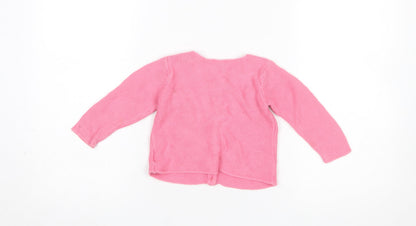 H&M Pink Cotton Knit Cardigan 9-12 Months Unisex Baby Long Sleeve Jumper